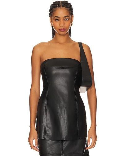 WeWoreWhat Faux Leather Strapless Top - Black