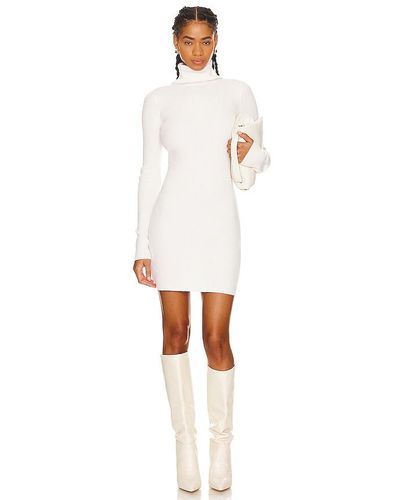 Enza Costa Rib Turtleneck Jumper Dress - White