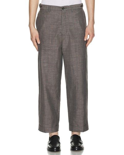 Beams Plus Ivy Trousers Wide Linen Plaid - グレー