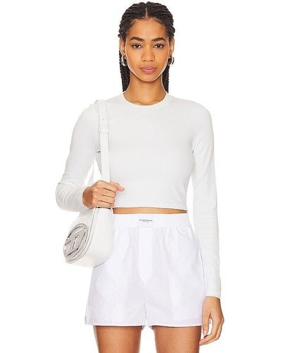 Cuts Long Sleeve Tomboy Cropped Tee - White