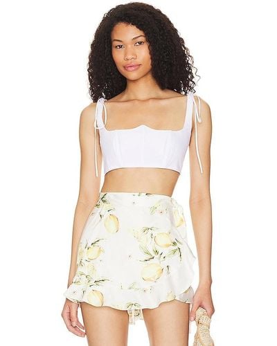 For Love & Lemons TOP CROPPED LAYLA - Blanc