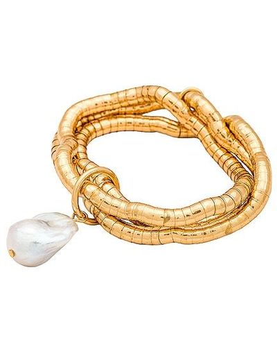 Ettika Liquid Gold and Pearl Bracelet - Métallisé