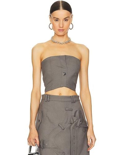 ROKH Button Detailed Tube Top - Grey