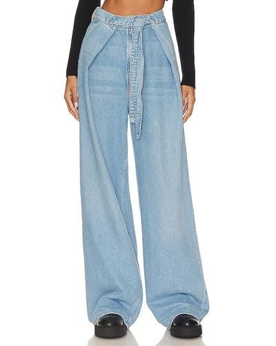 Mother Jeans de cintura alta y pernera ancha funnel sneak - Azul