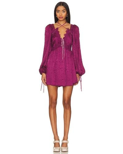 For Love & Lemons Henley Mini Dress - Purple