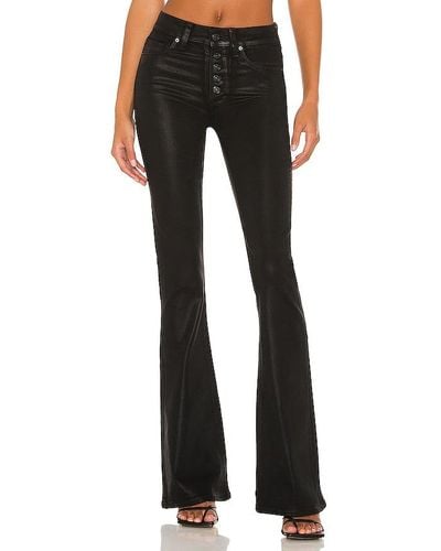 PAIGE High Rise Lou Lou With Exposed Buttonfly - Black