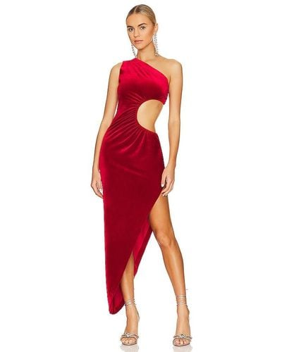 Norma Kamali One Shoulder Sunburst Gown - Red