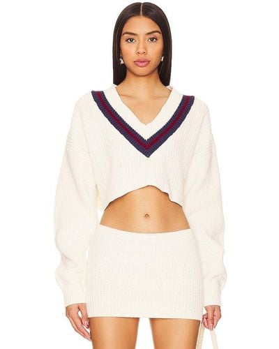 Champion X Danielle Guizio Crop Rib Knit Pullover Sweater - White