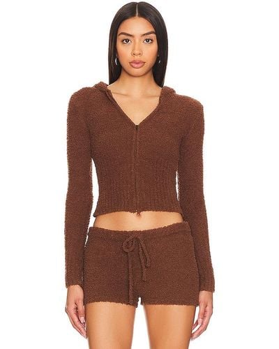 Frankie's Bikinis Harlowe Zip Up Hoodie - Brown