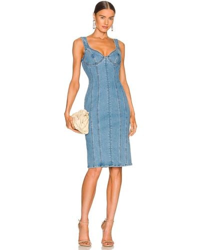 Bardot Denim Paneled Midi Dress - Blue