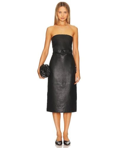 St. Agni Leather Midi Dress - Black