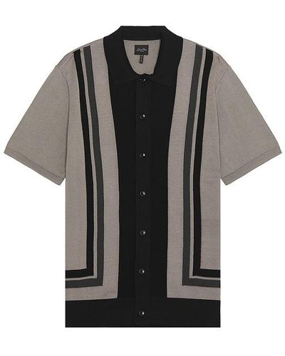 Good Man Brand Essex Short Sleeve Stripe Knit Shirt - Black