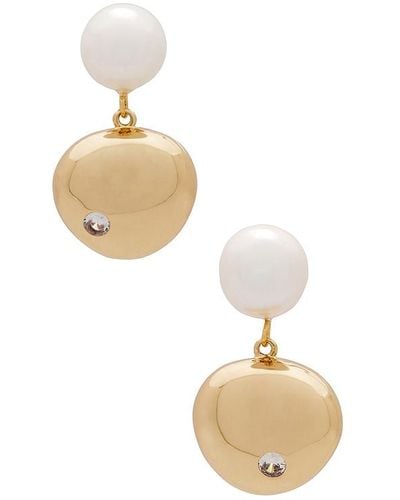 Ettika Large Polished Pebble Pearl Earrings - White