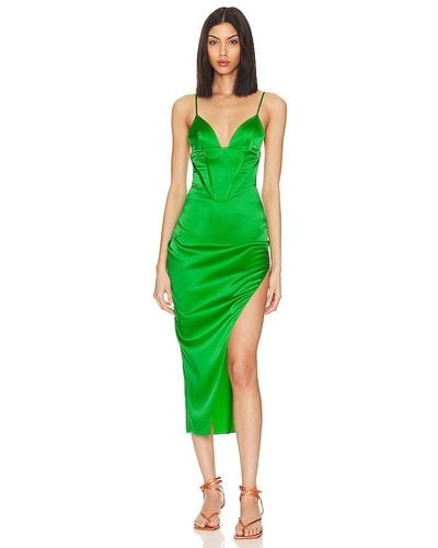 SER.O.YA Jamila Silk Corset Dress - Green