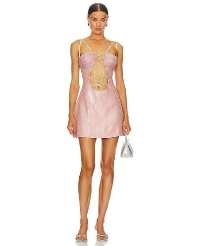 Kim Shui Lace Up Pailette Mini Dress - Pink