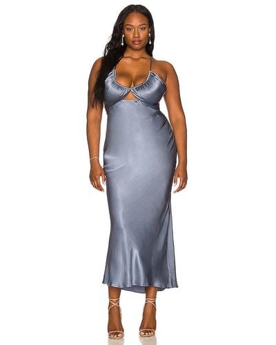 Shona Joy La Lune Ruched Bodice Midi Dress - Grey