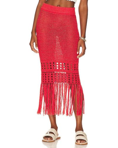 Line & Dot Ziggy Crochet Skirt - Red
