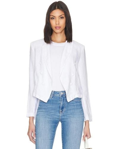 L'Agence Wayne Crop Double Breasted Jacket - White
