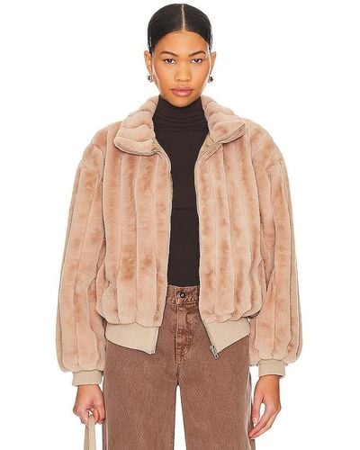 Line & Dot Lux Faux Fur Jacket - Brown