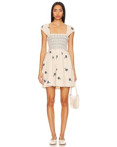 Free People Tory Embroidered Mini Dress - Natural