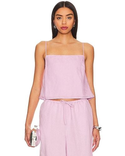 Onia Air Linen Square Neck Tank - Pink