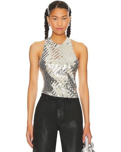 Free People X Intimately Fp Disco Fever Cami In Silver Combo - Black