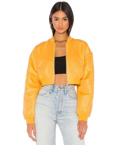 h:ours Sim Crop Bomber Jacket - Yellow