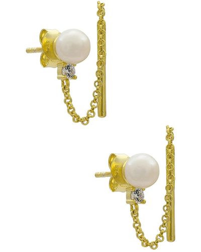 By Adina Eden Pearl Chain Drop Earring - メタリック