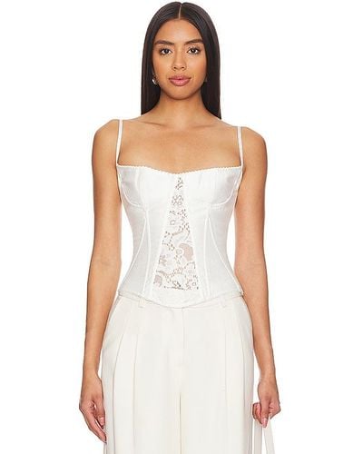 Rozie Corsets Linen And Lace Bustier Top - White