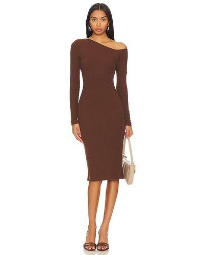 Enza Costa Knit One-shoulder Dress - Brown