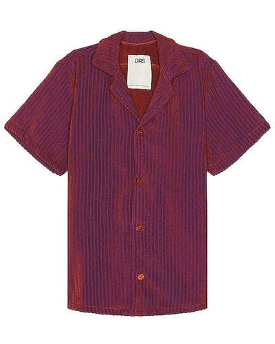 Oas Deep Cut Cuba Terry Shirt - Purple