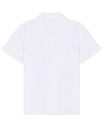 Vintage Summer Towel Terry Button Up Shirt - White