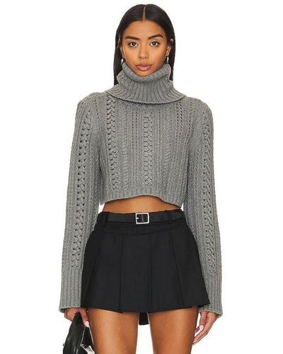 Camila Coelho Daria Cable Sweater - Gray