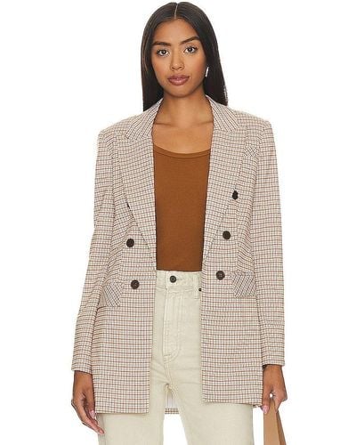 1.STATE Long Double Breasted Blazer - Natural