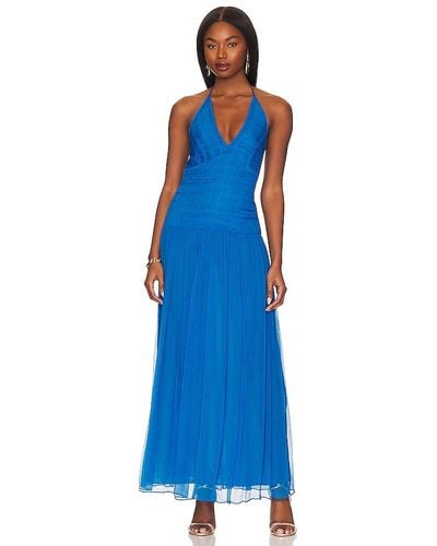 Shona Joy Leilani Halter Tie Maxi Dress - Blue
