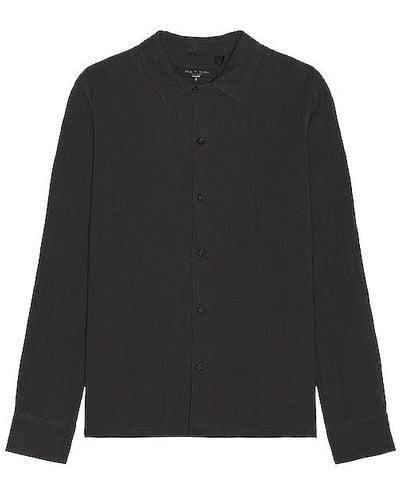 Rag & Bone Avery Gauze Long Sleeve Shirt - Black