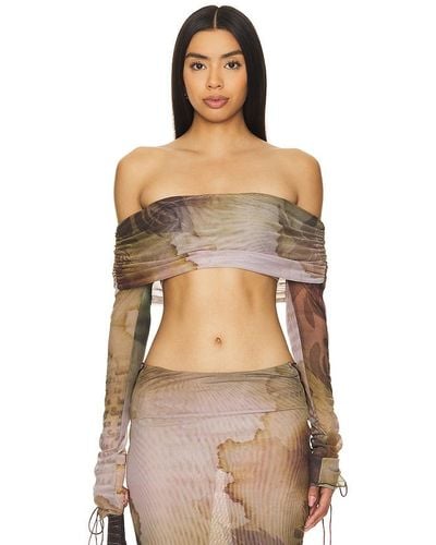 Jaded London Lace Up Fold Over Top - Multicolour