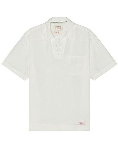 Scotch & Soda Linen Short Sleeve Shirt - White