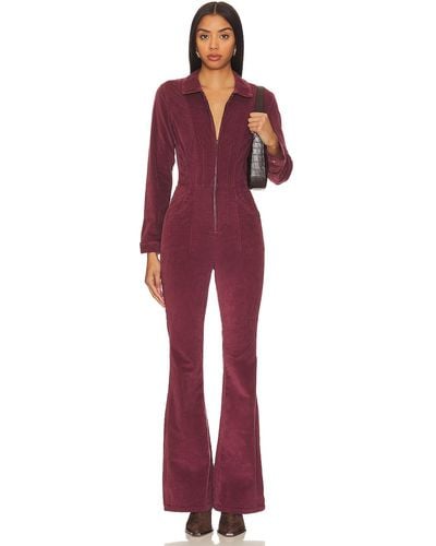 Free People X We The Free Jayde Cord Flare Jumpsuit - レッド