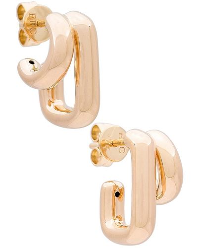 EF Collection Double Gold Jumbo Huggie Earrings - ホワイト