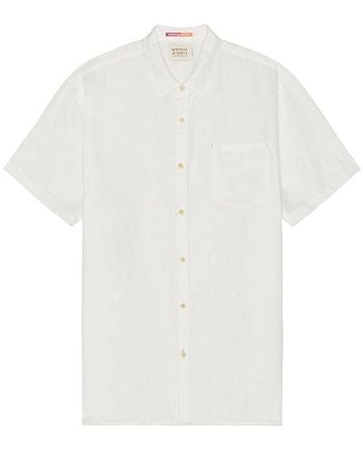Scotch & Soda Short Sleeve Linen Shirt - White