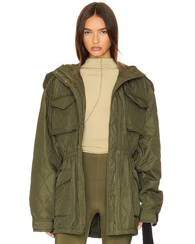 Norma Kamali Quilted Hooded Cargo Jacket - Green