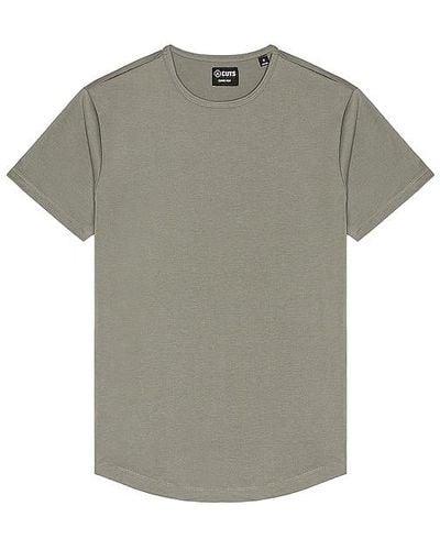 Cuts Crew Curve Hem T-shirt - Gray