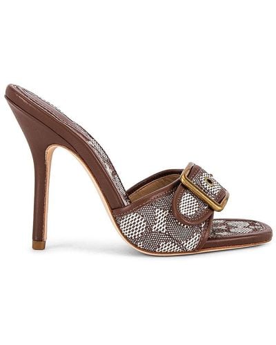 COACH Leather Buckle Mule - Brown