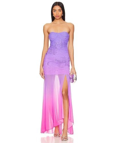 Rococo Sand Blake Ruched Long Dress - Purple
