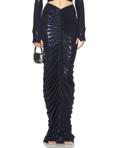 Norma Kamali Shirred Long Skirt - Blue