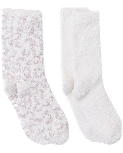 Barefoot Dreams Cozychic Barefoot In The Wild 2 Pair Sock Set - White