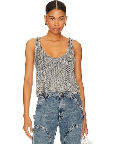 Free People High Tide Cable Tank - Blue