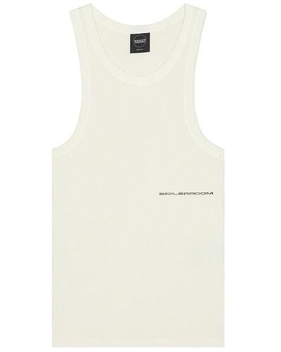 BOILER ROOM Garment Dyed Ribbed Tank - White