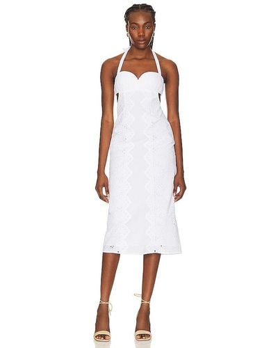 LPA Francesca Eyelet Midi Dress - White